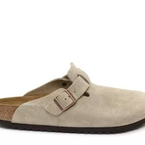 Birkenstock Taupe Suede Clogs